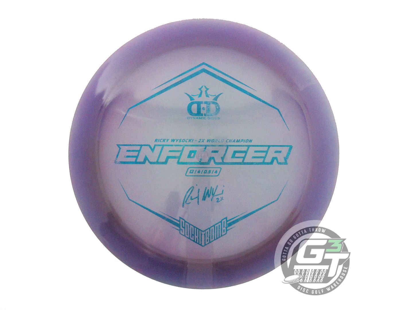 USED Dynamic Discs [WYSOCKI] Lucid Enforcer 175g Purple Teal Foil Driver Disc