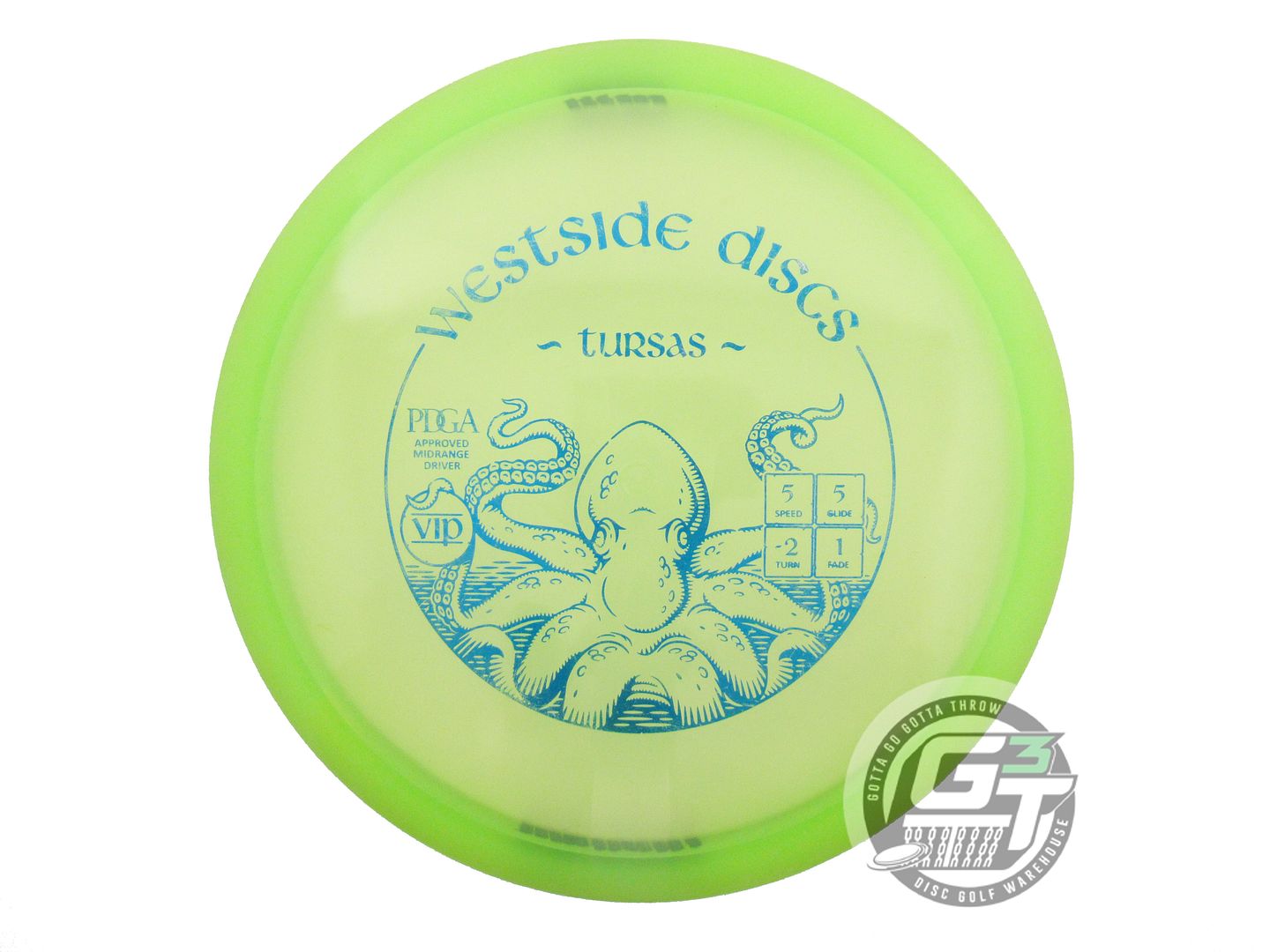 USED Westside Discs VIP Tursas 177g Lime Blue Foil Midrange Golf Disc