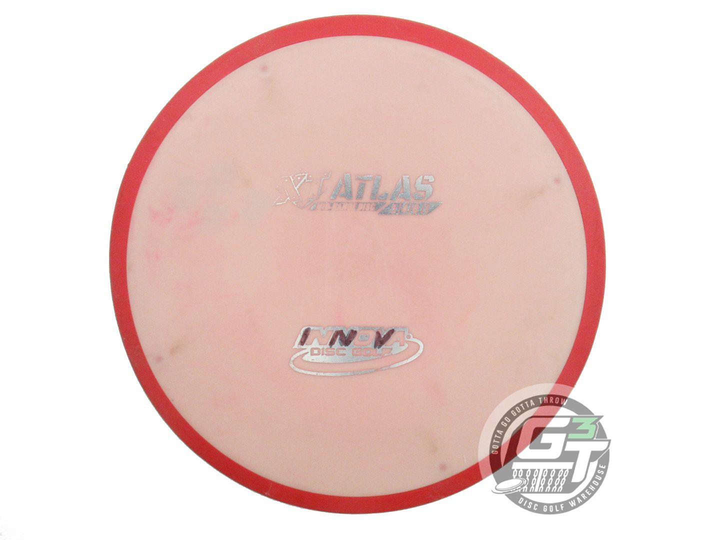 USED Innova XT Atlas 176g Pink Silver Foil Red Rim PUDDLE TOP Midrange Golf Disc