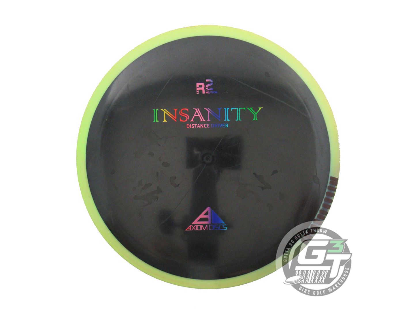 USED Axiom Discs R2 Neutron Insanity 165g Black Yellow Rim Distance Driver Disc