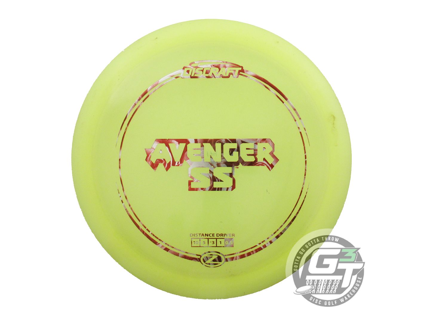 USED Discraft Z Avenger SS 174g Yellow Red Rose Foil Distance Driver Golf Disc