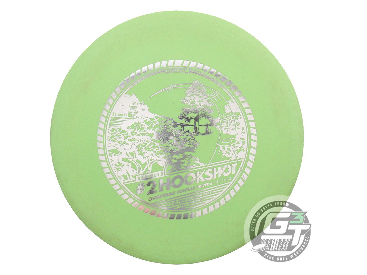USED Lightning SureGrip #2 Hookshot 176g Lime Silver Foil Fairway Driver Disc