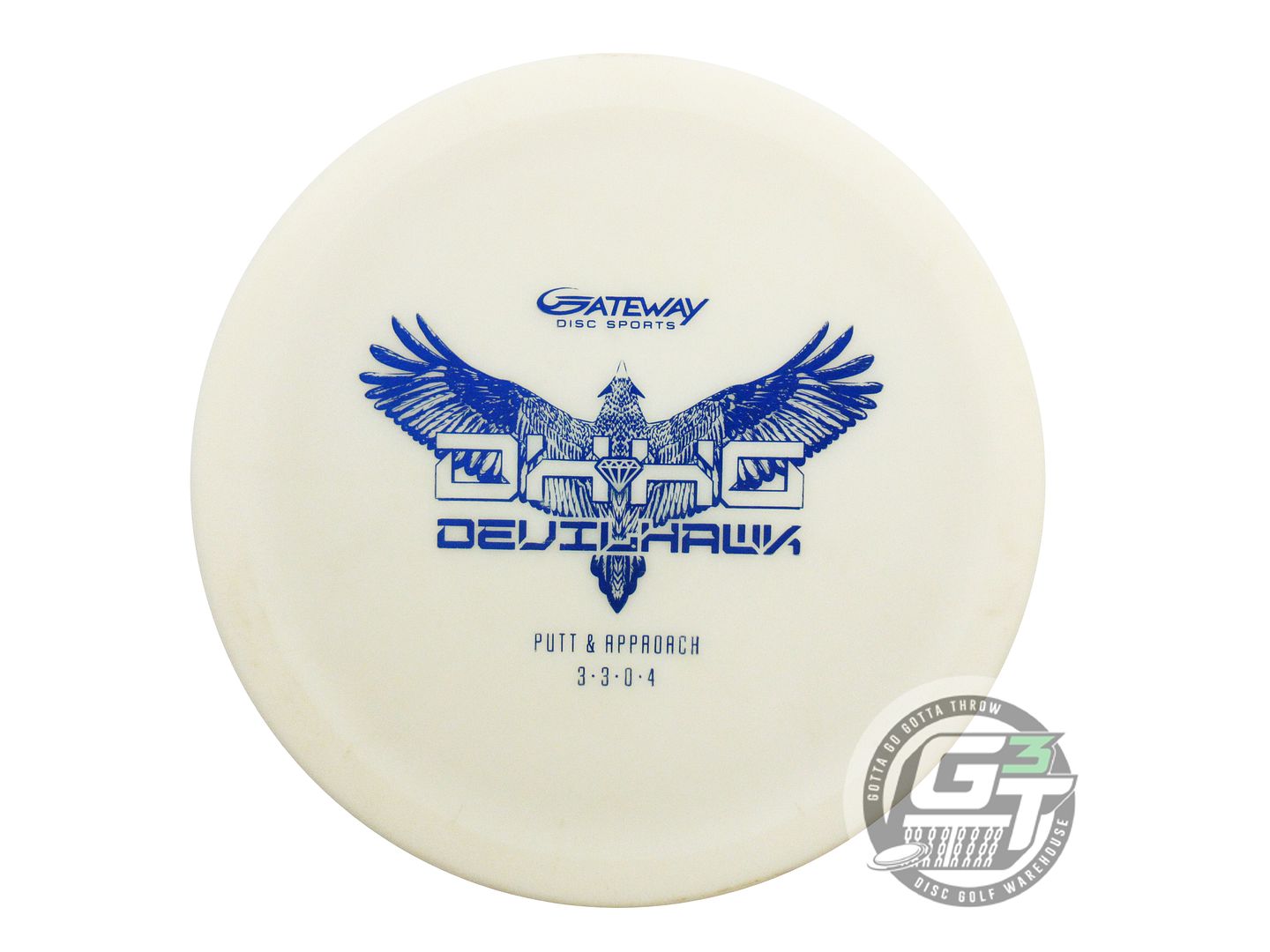USED Gateway Hyper-Diamond Devil Hawk 171g White Blue Foil Putter Golf Disc