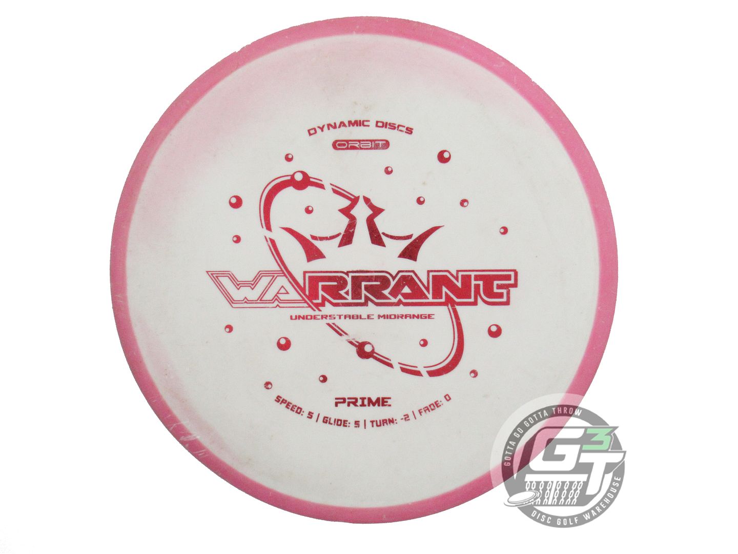 USED Dynamic Discs Prime Orbit Warrant 179g Pink-White Midrange Golf Disc
