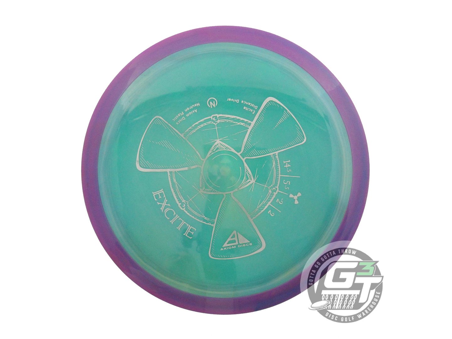 USED Axiom Discs Neutron Excite 175g Green Purple Rim Distance Driver Golf Disc
