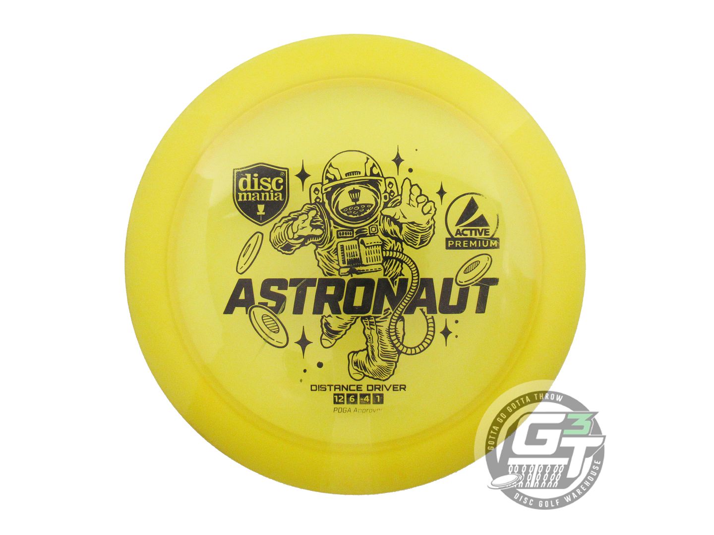 USED DiscMania Active Premium Astronaut 174g Yellow Black Stamp Driver Golf Disc