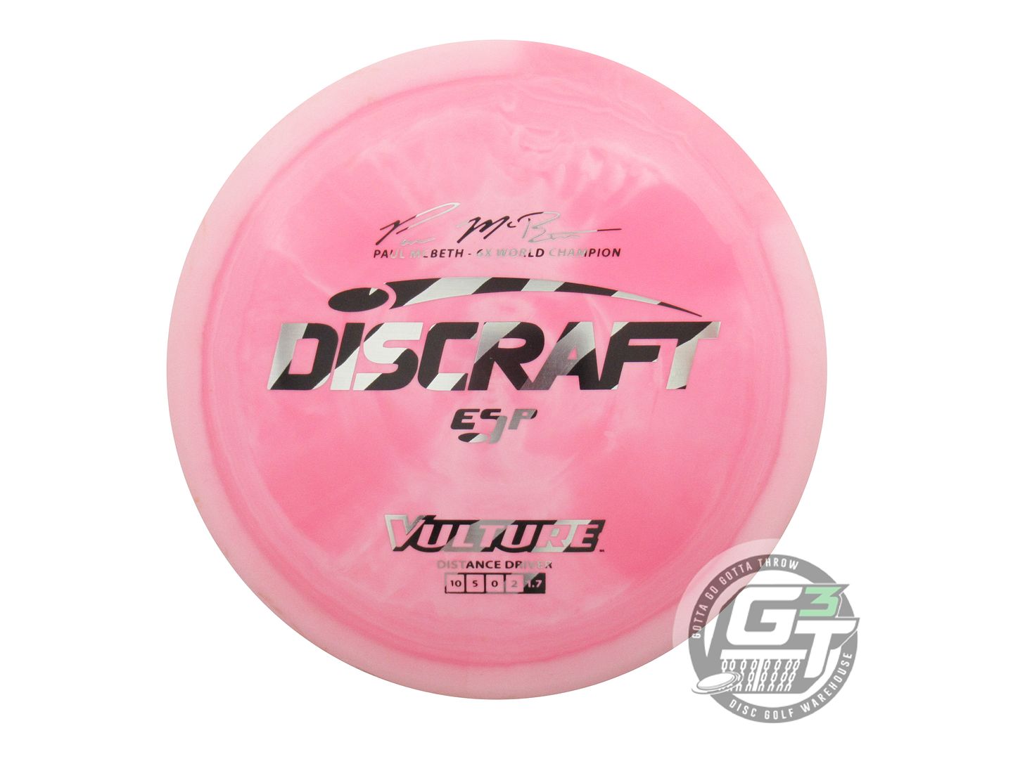 USED Discraft [McBETH] ESP Vulture 174g Pink Zebra Foil Distance Driver Disc