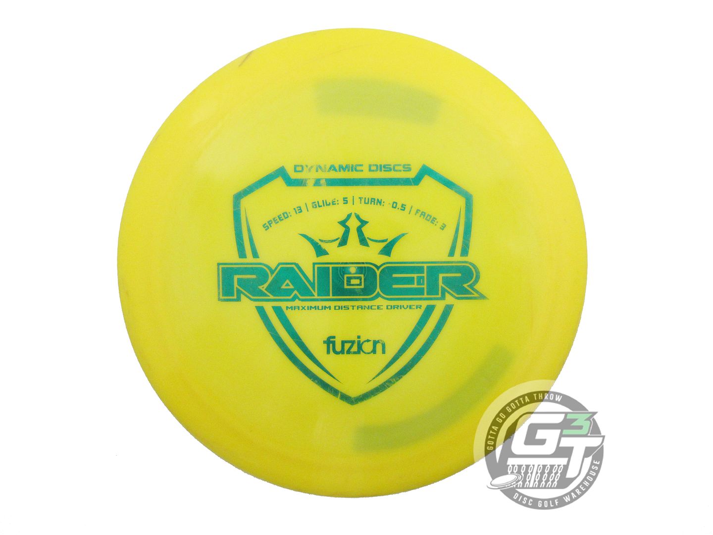USED Dynamic Discs Fuzion Raider 173g Yellow Green Foil Distance Driver Disc