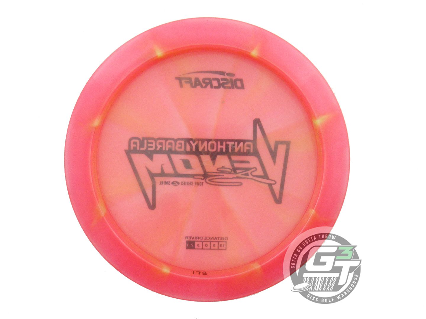 USED Discraft [BARELA] Z Swirl Venom 173g Pink-Yellow Distance Driver Golf Disc