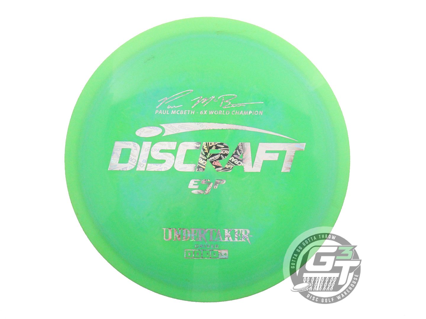 USED Discraft [McBETH] ESP Undertaker 166g Lime Holo Logo Foil Driver Golf Disc