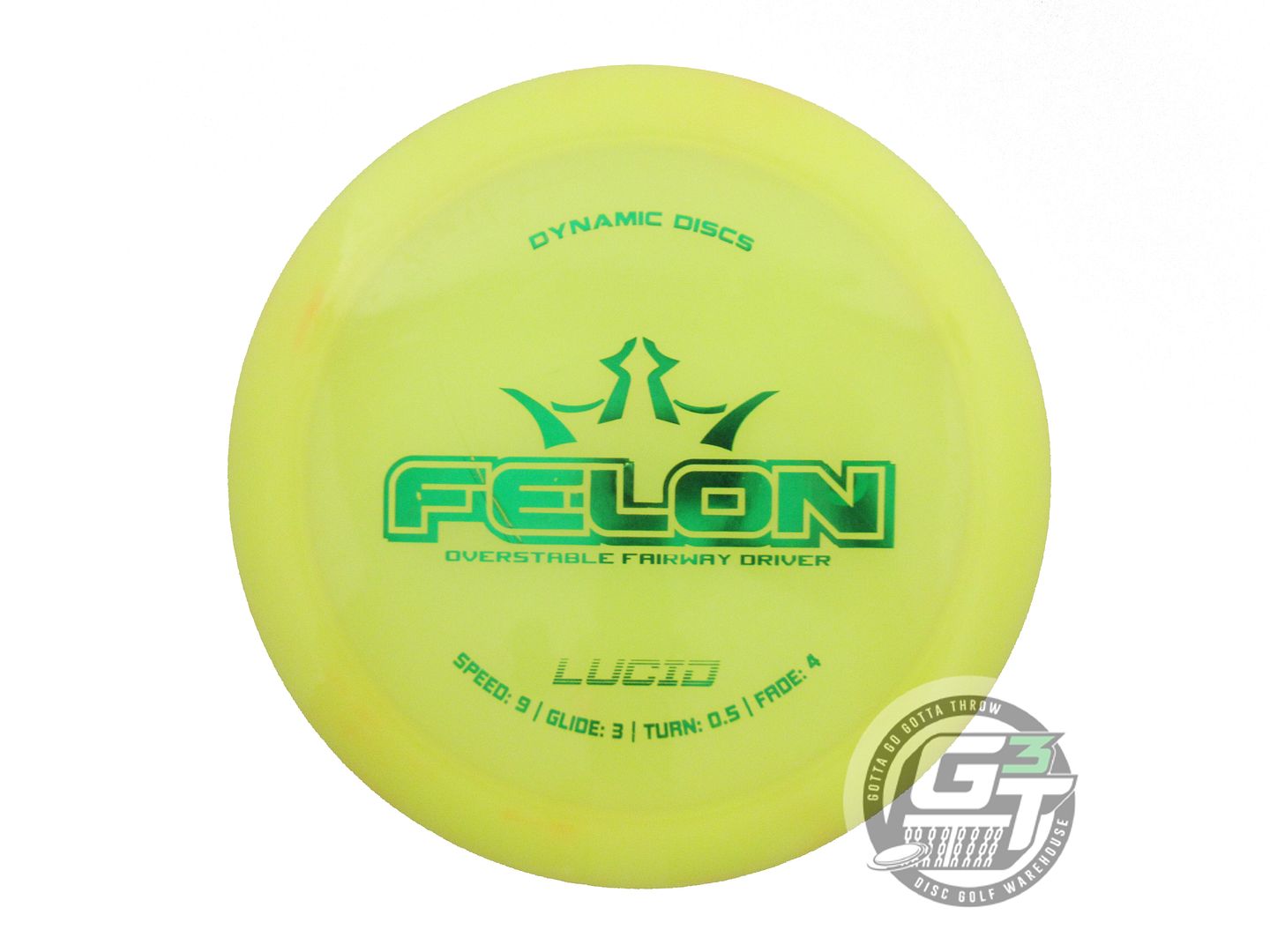 USED Dynamic Discs Lucid Felon 172g Yellow Green Foil Fairway Driver Golf Disc