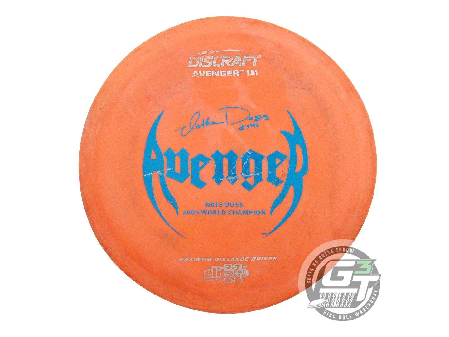 USED Discraft [DOSS] Elite X Avenger 166g Orange Blue Foil PFN OOP Driver Disc
