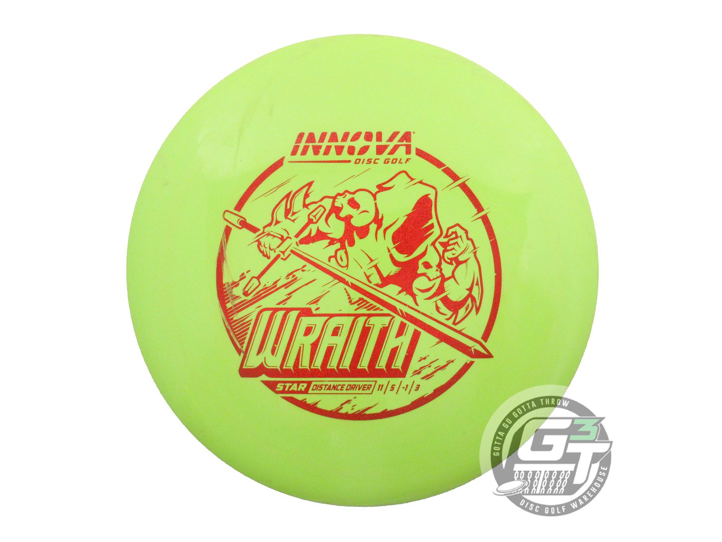 USED Innova Star Wraith 175g Lime Red Glitter Foil Distance Driver Golf Disc