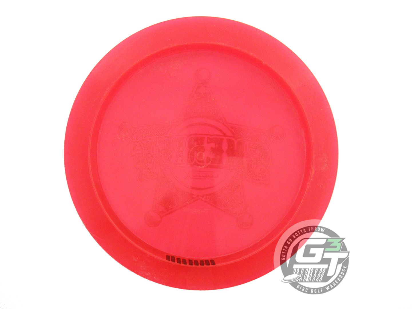 USED Dynamic Discs BADGE Lucid-X Sheriff 175g Red Gold Foil Driver Golf Disc