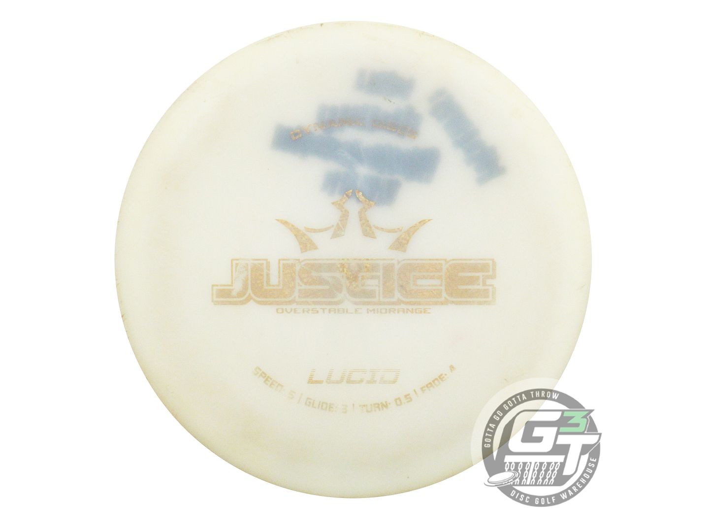 USED Dynamic Discs Lucid Justice 176g White Gold Glitter Foil Midrange Golf Disc