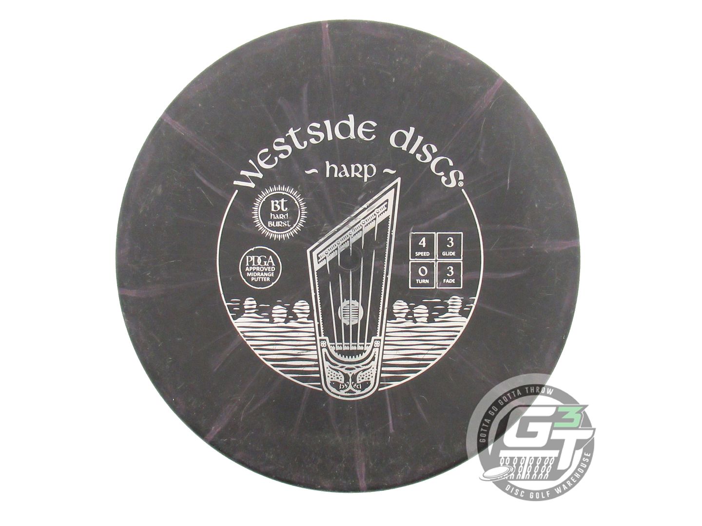 USED Westside Discs BT Hard Burst Harp 175g Black Silver Foil Putter Golf Disc