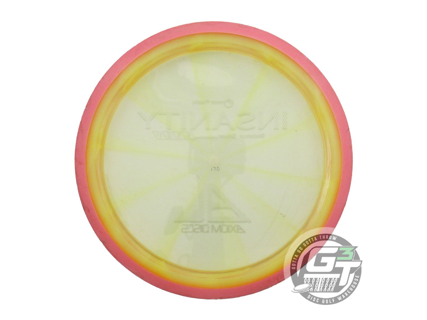 USED Axiom Discs Proton Insanity 170g Yellow Pink Rim Distance Driver Golf Disc