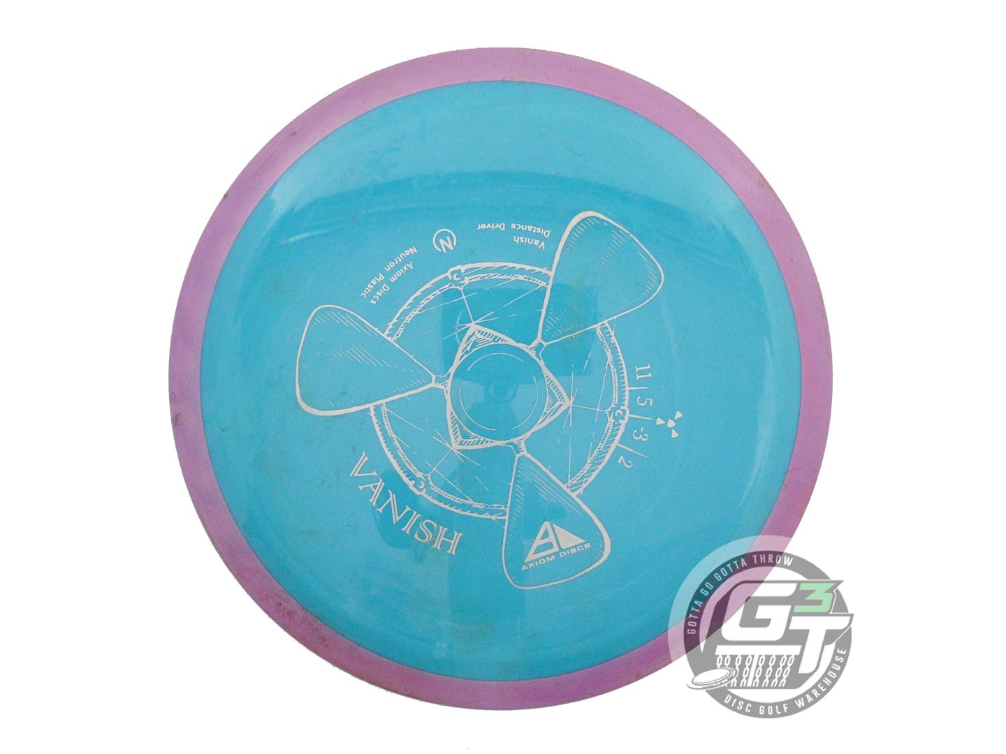 USED Axiom Discs Neutron Vanish 172g Teal Purple Rim Distance Driver Golf Disc