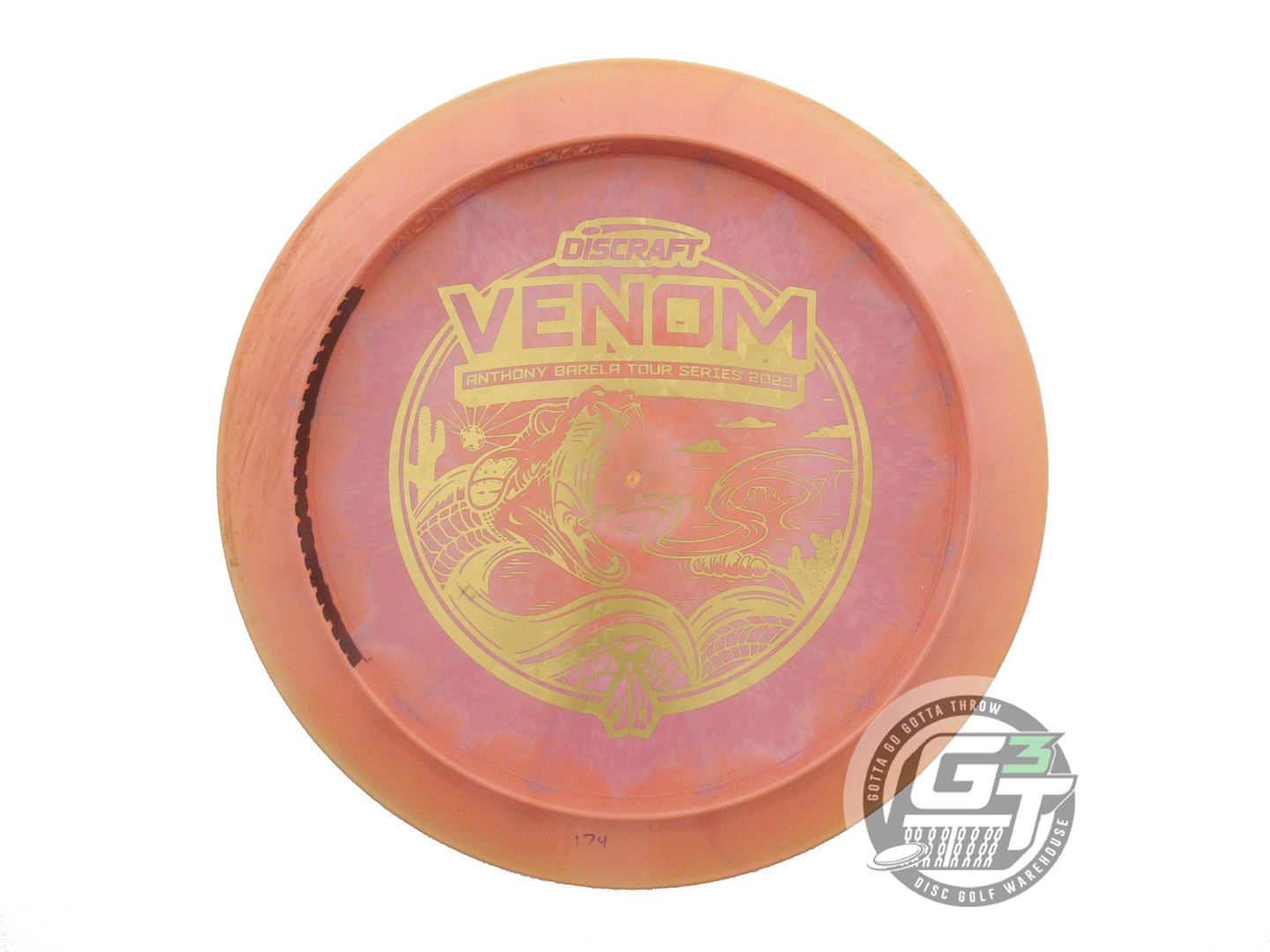 USED Discraft [BARELA] ESP Swirl Venom 174g Peach-Pink Distance Driver Golf Disc