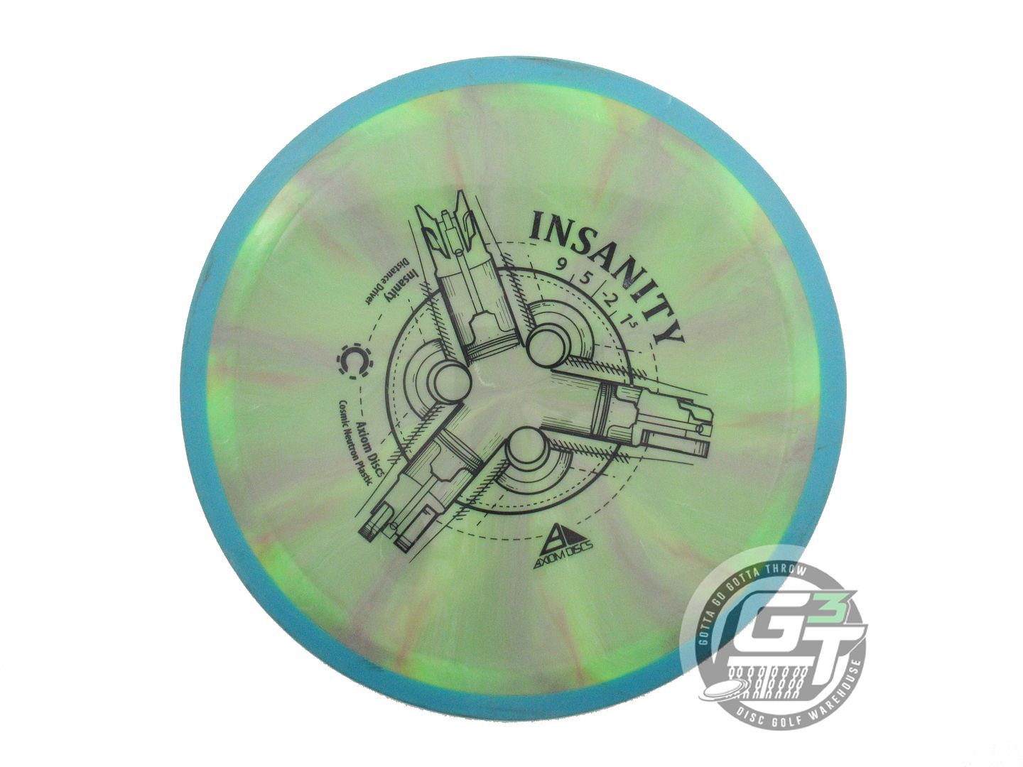 USED Axiom Discs Cosmic Neutron Insanity 165g Lime-Purple Driver Golf Disc