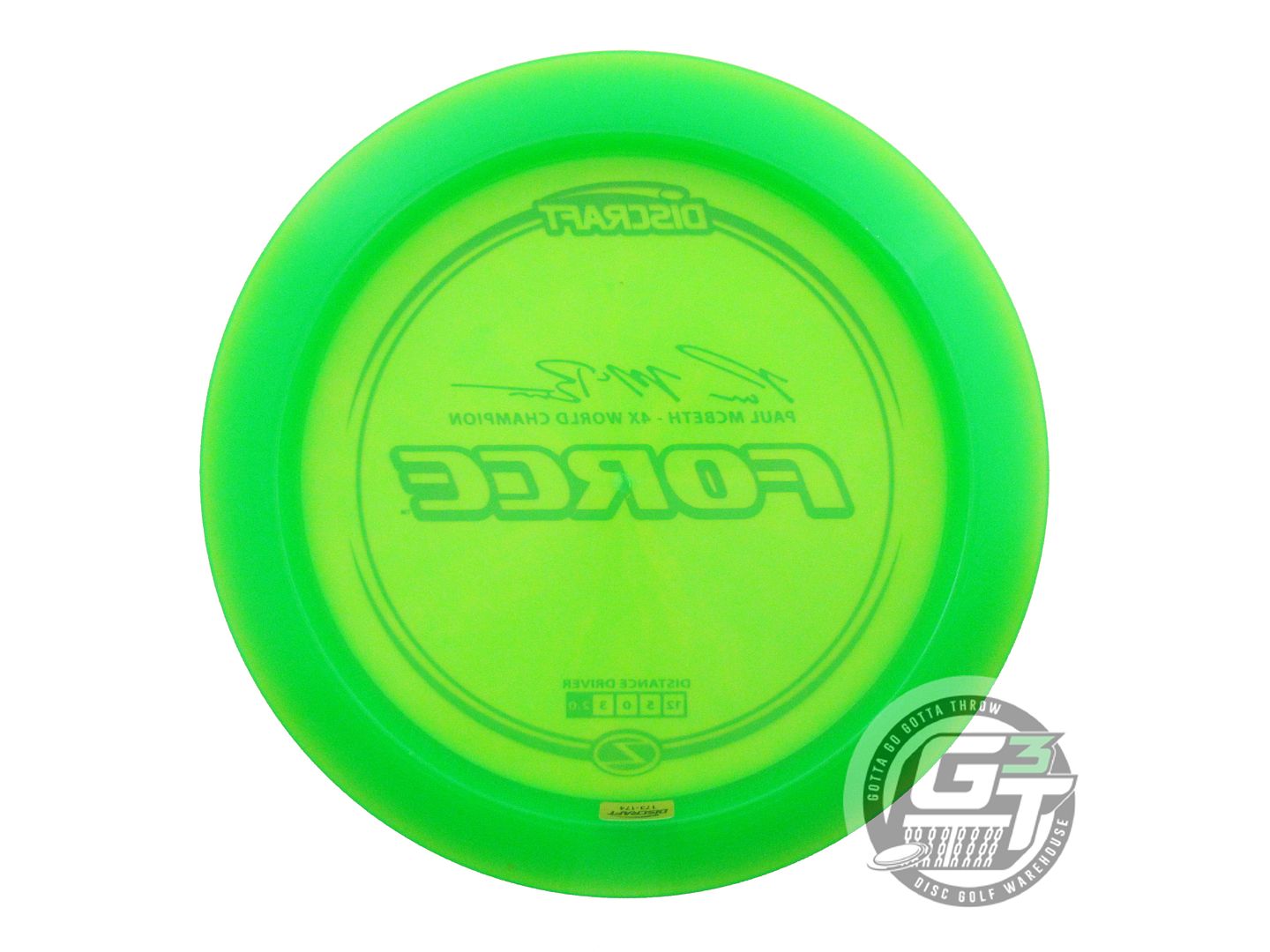 NOS Discraft [McBETH] Z Force 176g Green Gold Foil Distance Driver Golf Disc