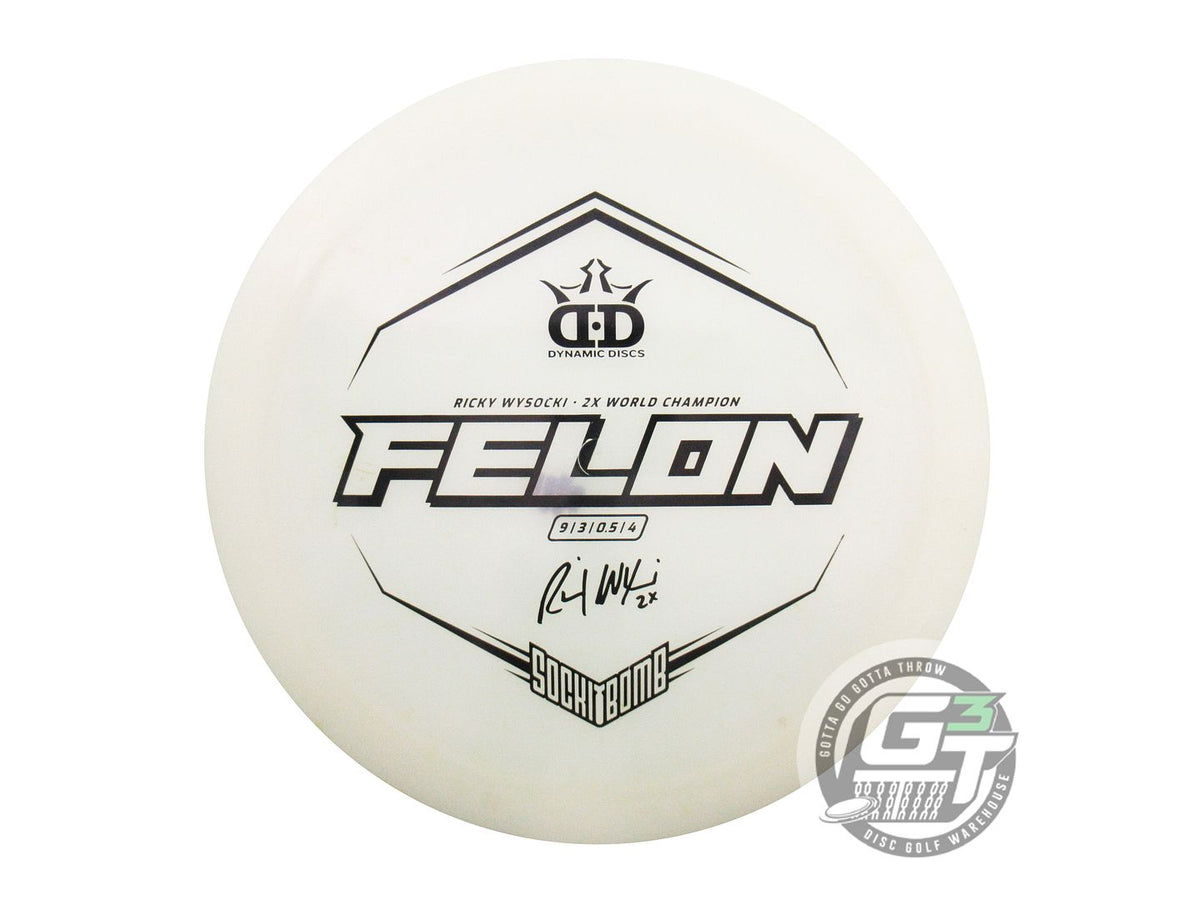 USED Dynamic Discs [WYSOCKI] Glimmer Lucid Ice Felon 175g White Driver Golf Disc