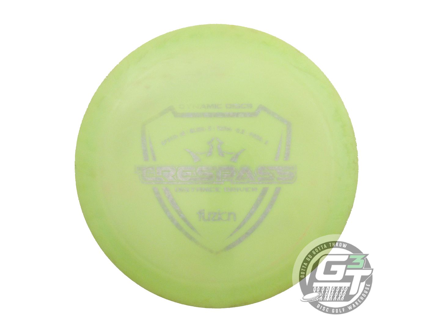 USED Dynamic Discs Fuzion Trespass 175g Lime Holo Foil Distance Driver Golf Disc