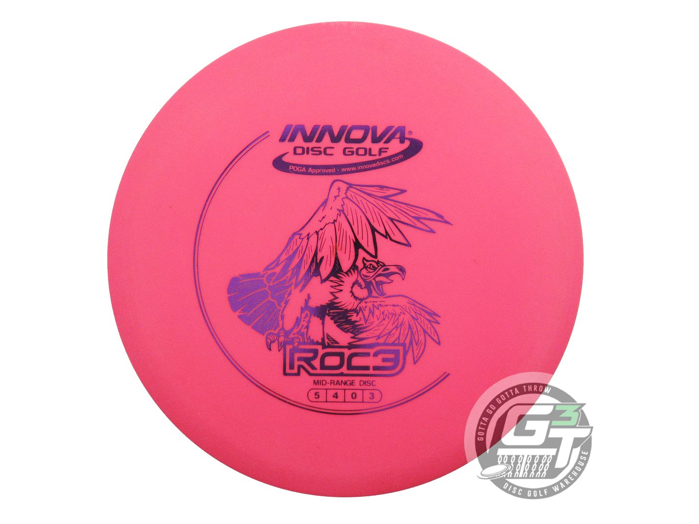USED Innova DX Roc3 174g Pink Purple Foil Midrange Golf Disc