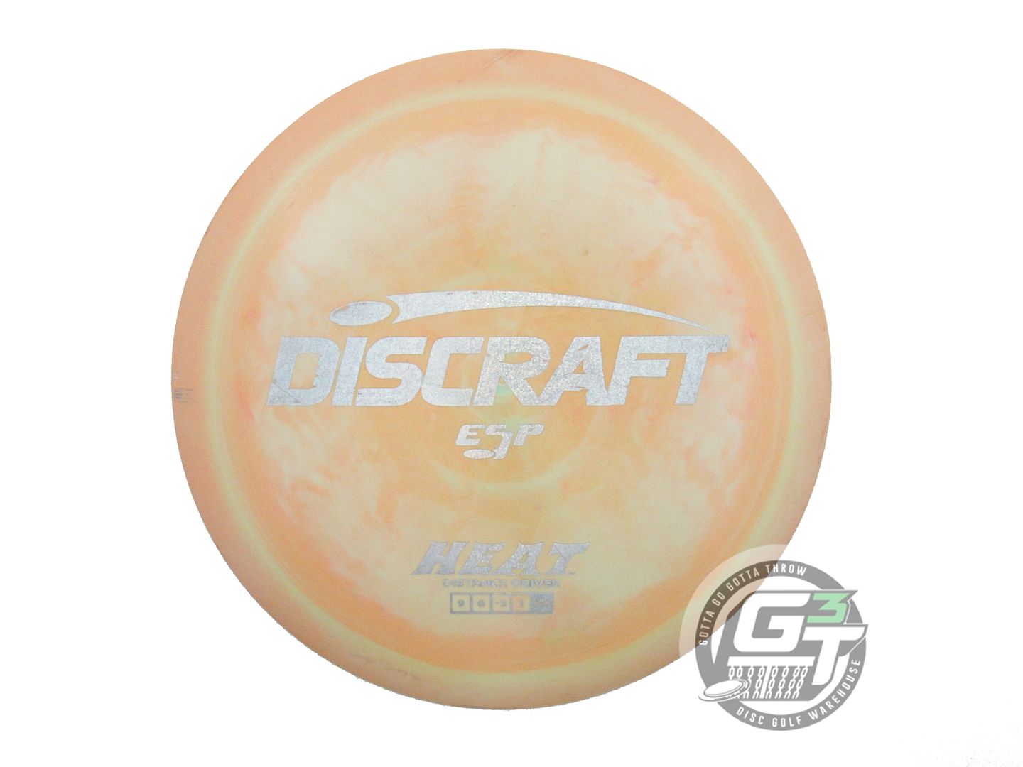 USED Discraft ESP Heat 174g Peach-Lime Silver Glitter Distance Driver Golf Disc