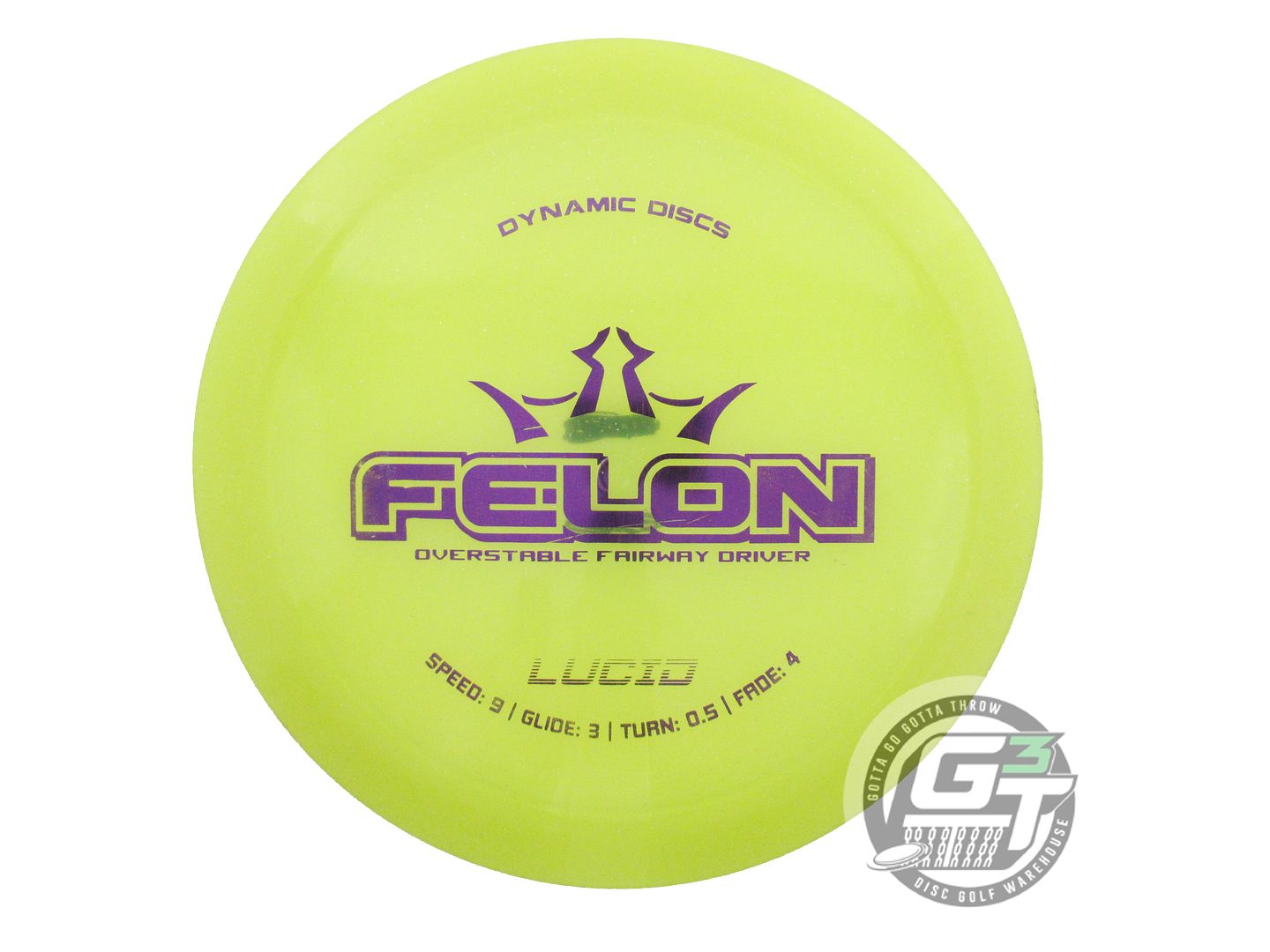 USED Dynamic Discs Lucid Felon 174g Yellow Purple Foil Fairway Driver Golf Disc