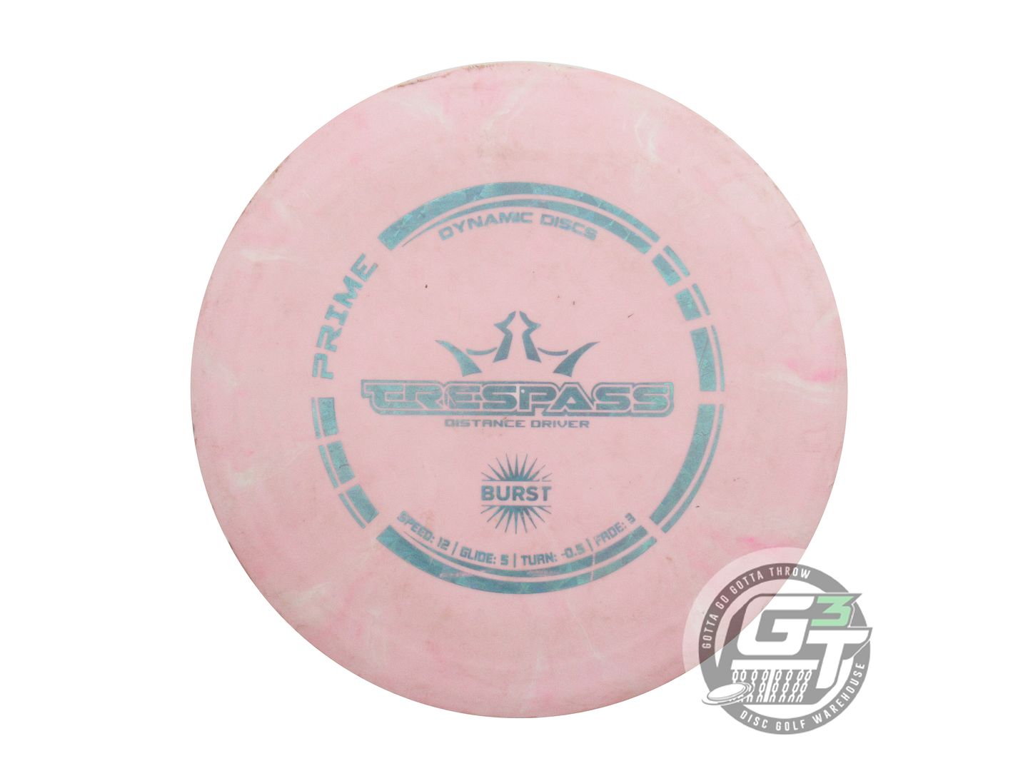 USED Dynamic Discs Prime Burst Trespass 172g Lt. Pink Teal Shatter Driver Disc