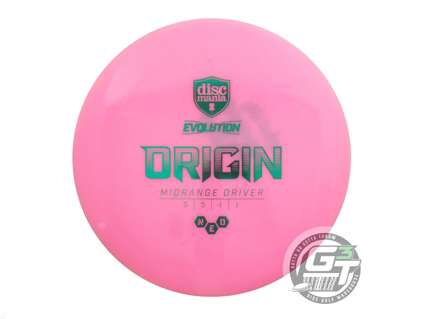 USED DiscMania Neo Origin 177g Pink Green Foil Midrange Golf Disc