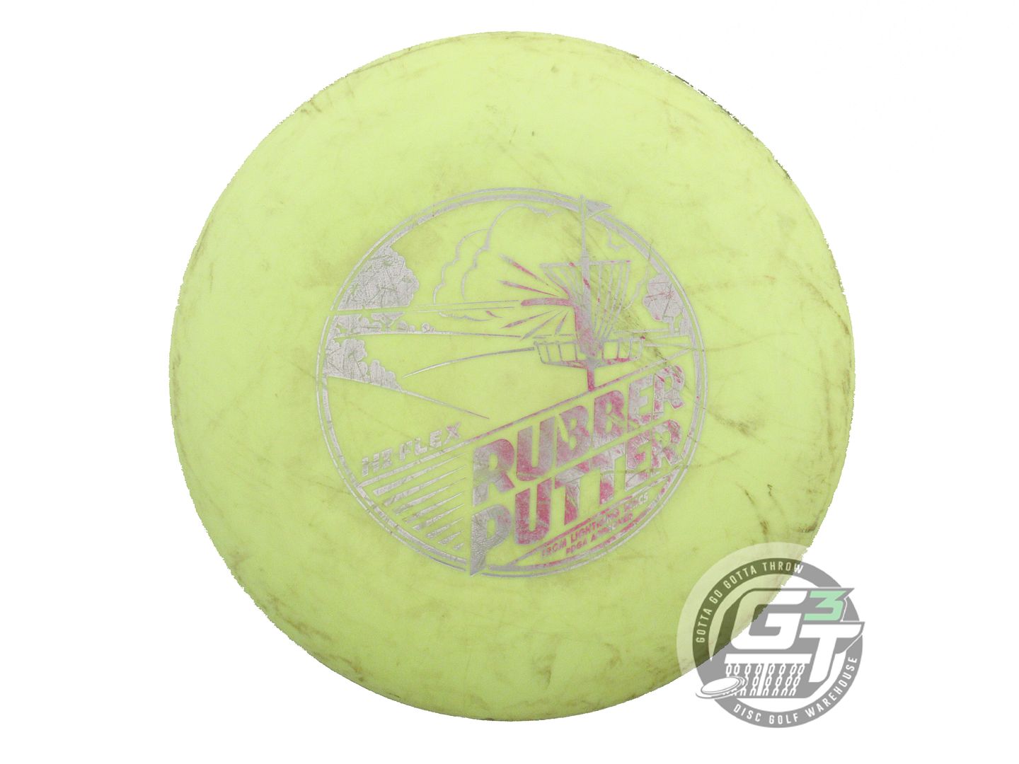 USED Lightning Standard Rubber Putter 176g Yellow Silver Foil Putter Golf Disc
