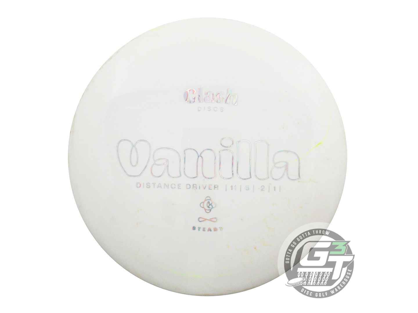 USED Clash Discs Steady Vanilla 173g White Silver Holo Foil Distance Driver Disc