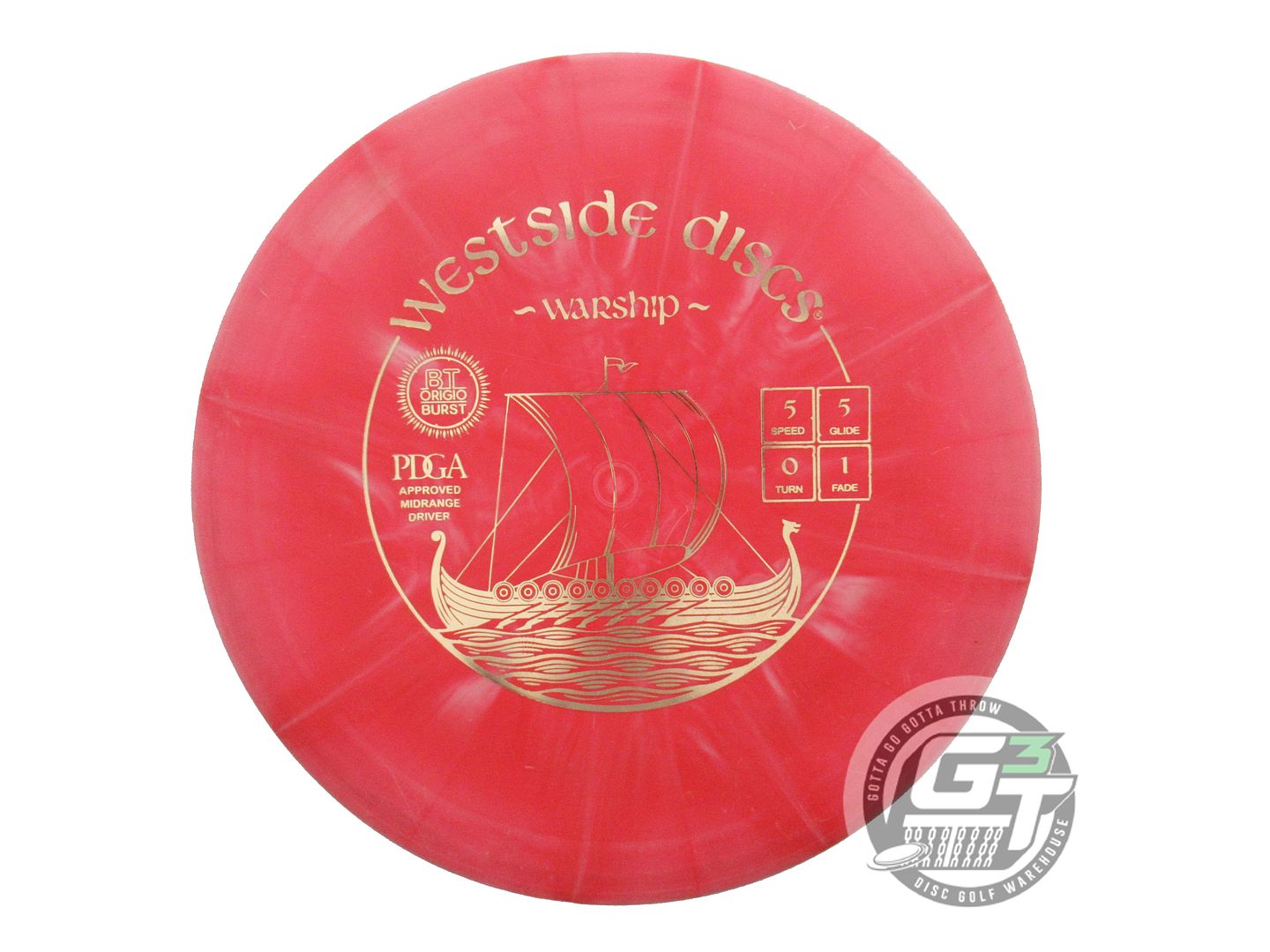 USED Westside Discs Origio Burst Warship 176g Red Gold Foil Midrange Golf Disc