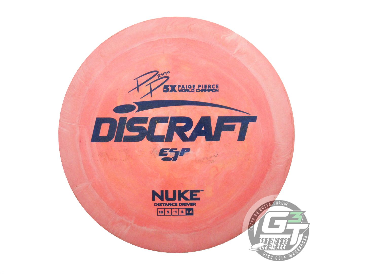 USED Discraft [PIERCE] ESP Nuke 175g Coral Blue Stamp Distance Driver Golf Disc