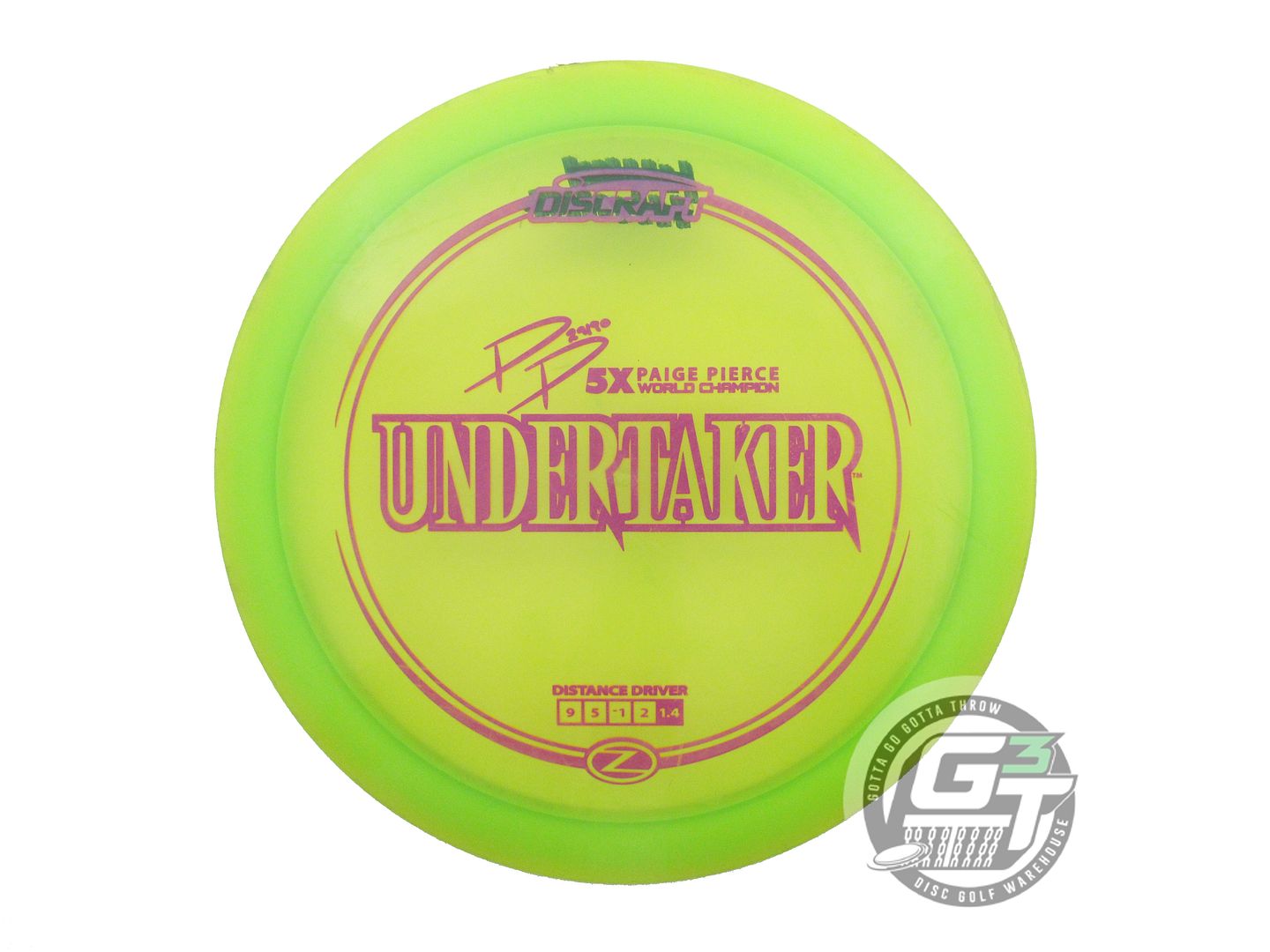 USED Discraft [PIERCE] Z Undertaker 175g Lime Purple Stamp Distance Driver Disc