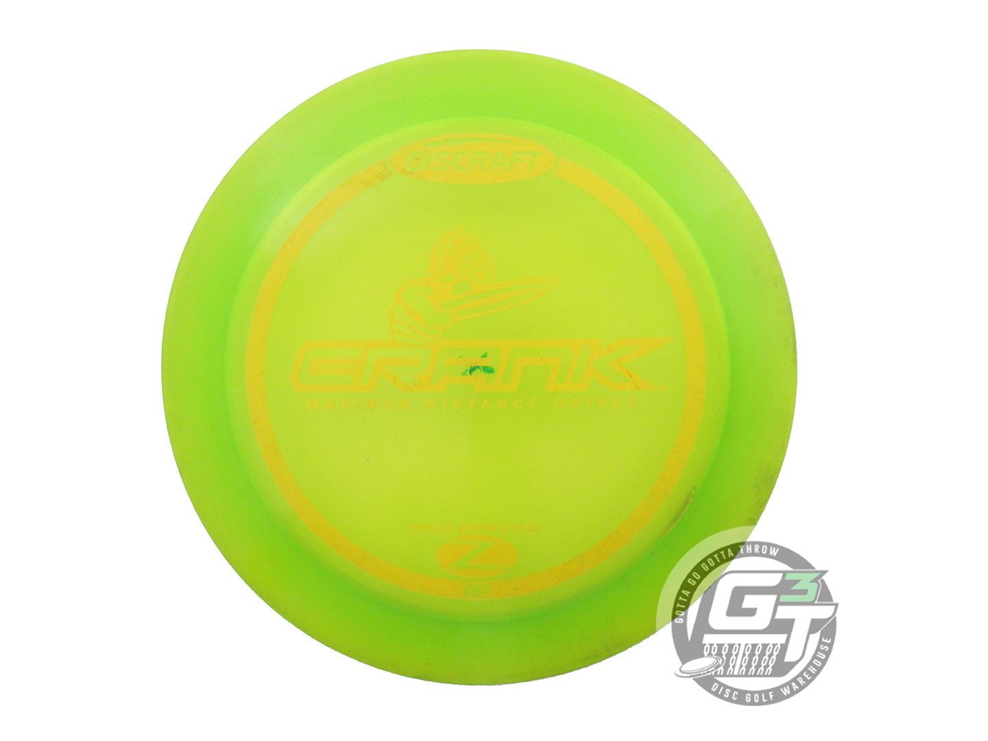 USED Discraft Z Crank 166g Lime Yellow Stamp PFN Distance Driver Golf Disc