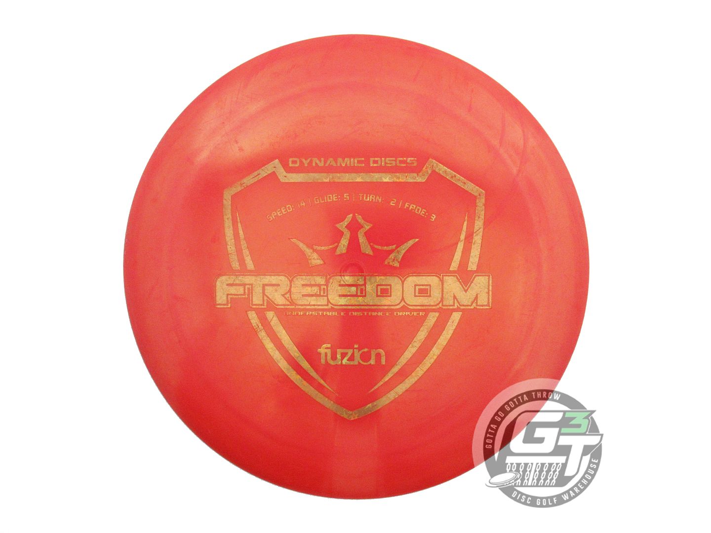USED Dynamic Discs Fuzion Freedom 175g Red Gold Star Foil Distance Driver Disc