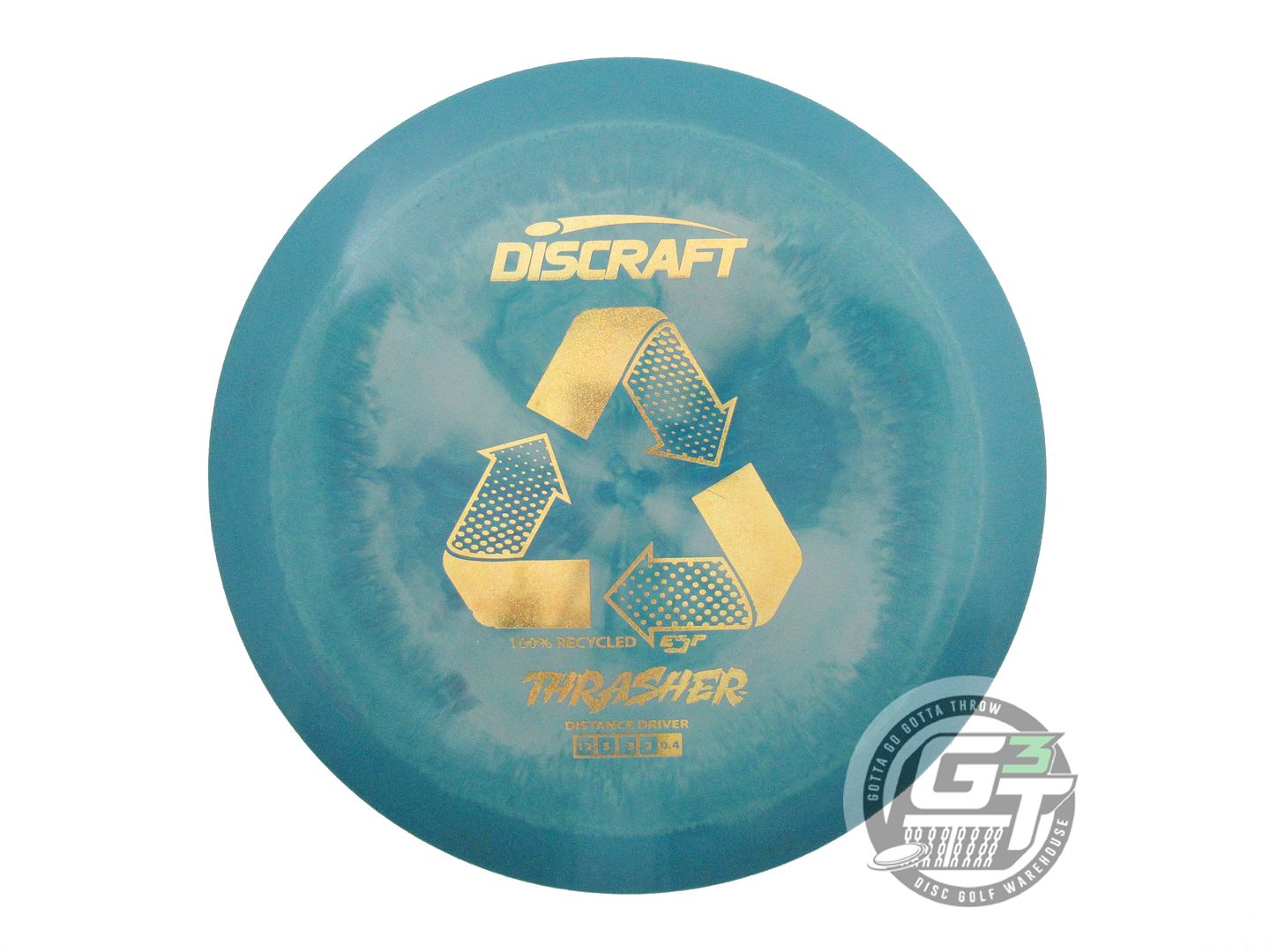 USED Discraft Recycled ESP Thrasher 176g Green Gold Glitter Foil Driver Disc