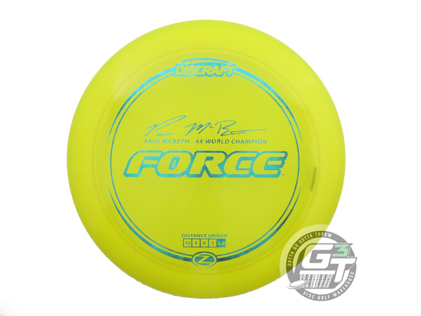 NOS Discraft [McBETH] Z Force 176g Yellow Teal Flower Foil Distance Driver Disc