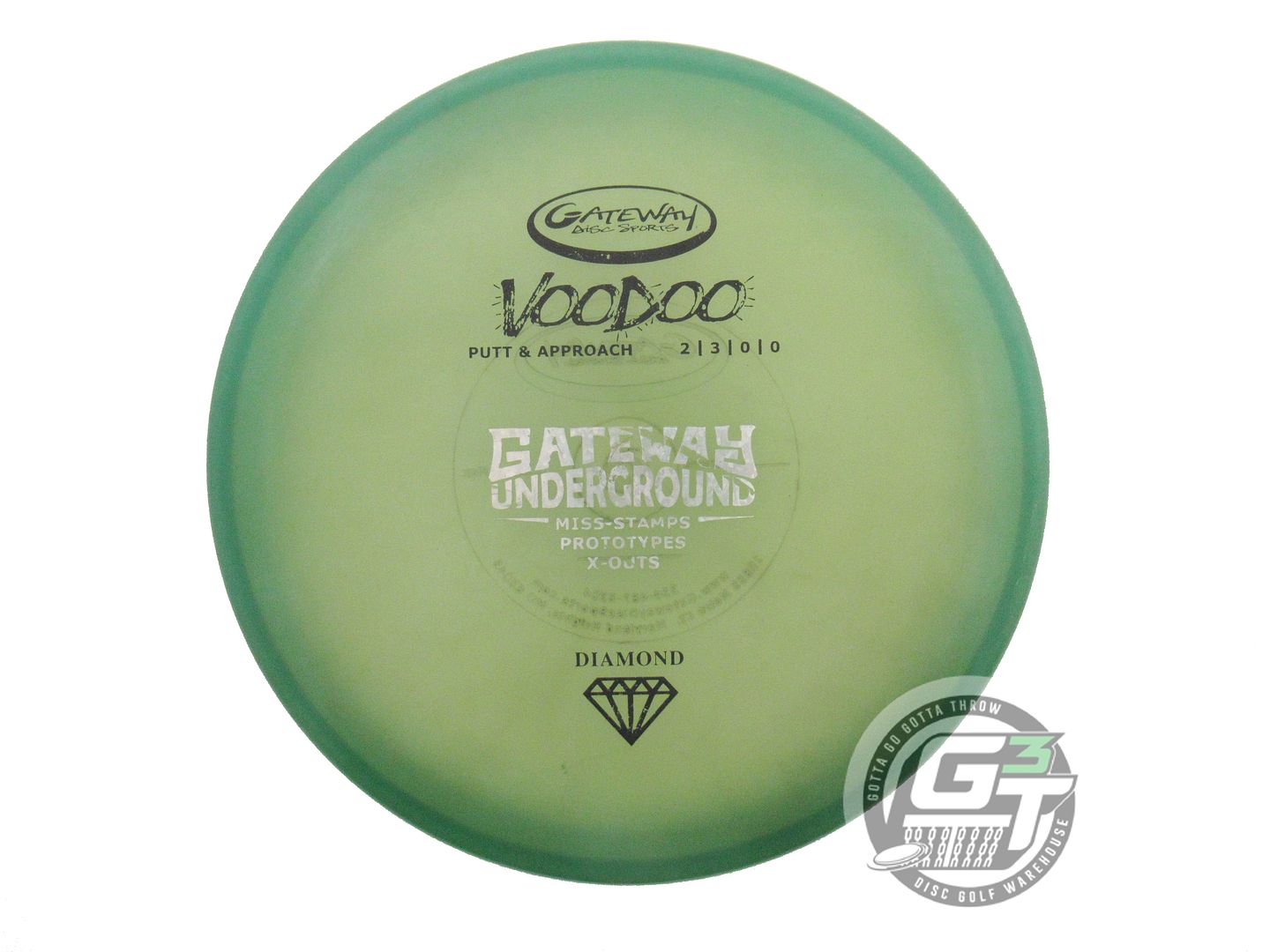 USED Gateway X-OUT Diamond Voodoo 175g Green Putter Golf Disc