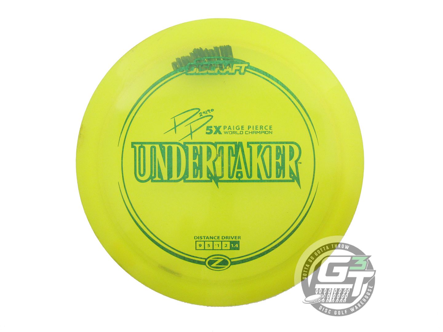 USED Discraft [PIERCE] Z Undertaker 175g Yellow Green Matrix Foil Driver Disc