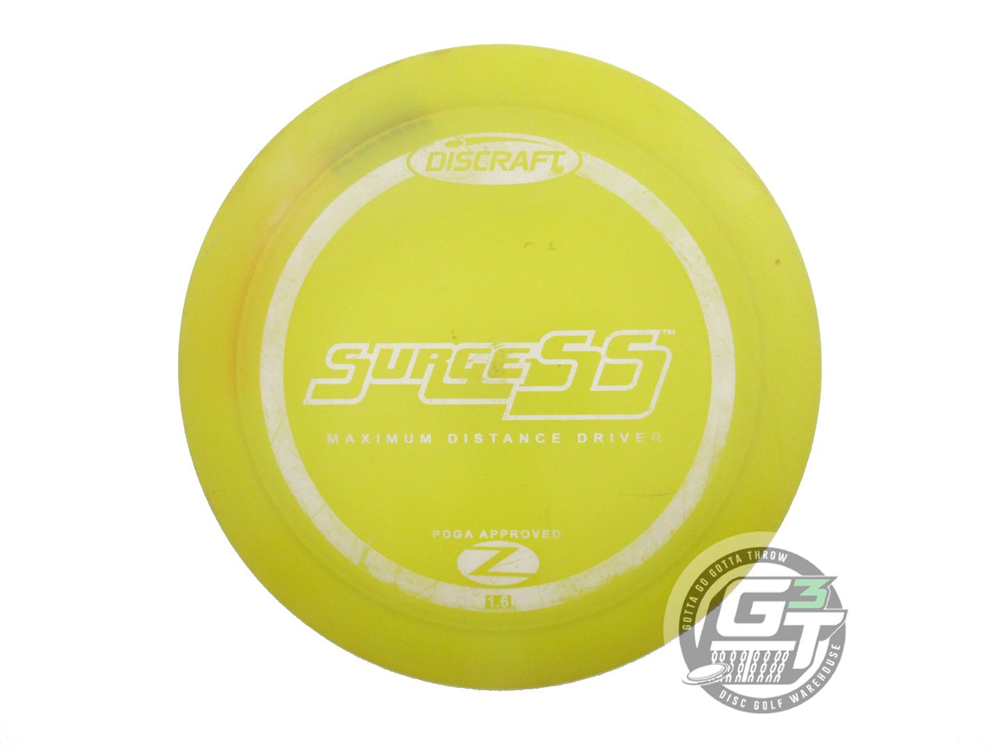 USED Discraft Z Surge SS 173g Yellow White Stamp PFN Distance Driver Golf Disc