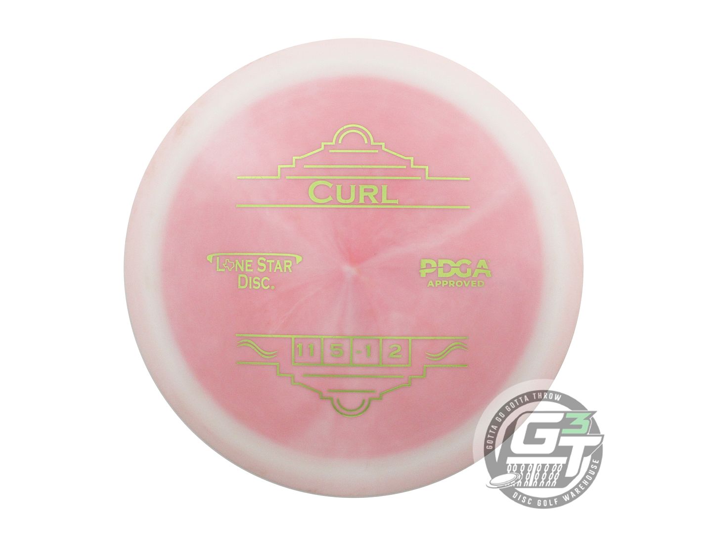 USED Lone Star Alpha Curl 173g White-Pink Lime Foil Distance Driver Golf Disc