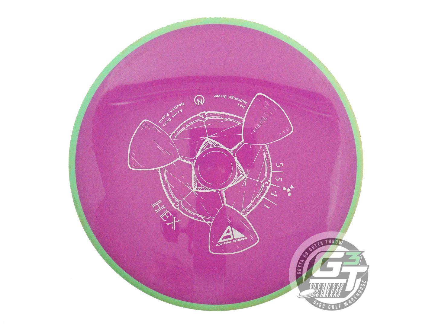 USED Axiom Discs Neutron Hex 174g Purple Olive Rim Midrange Golf Disc