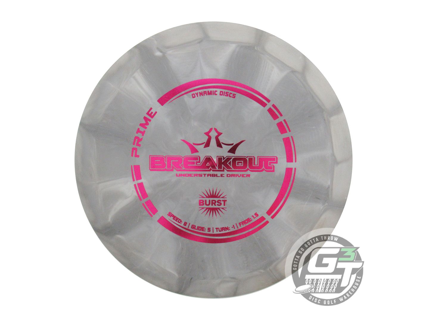 USED Dynamic Discs Prime Burst Breakout 156g Gray Red Foil Fairway Driver Disc