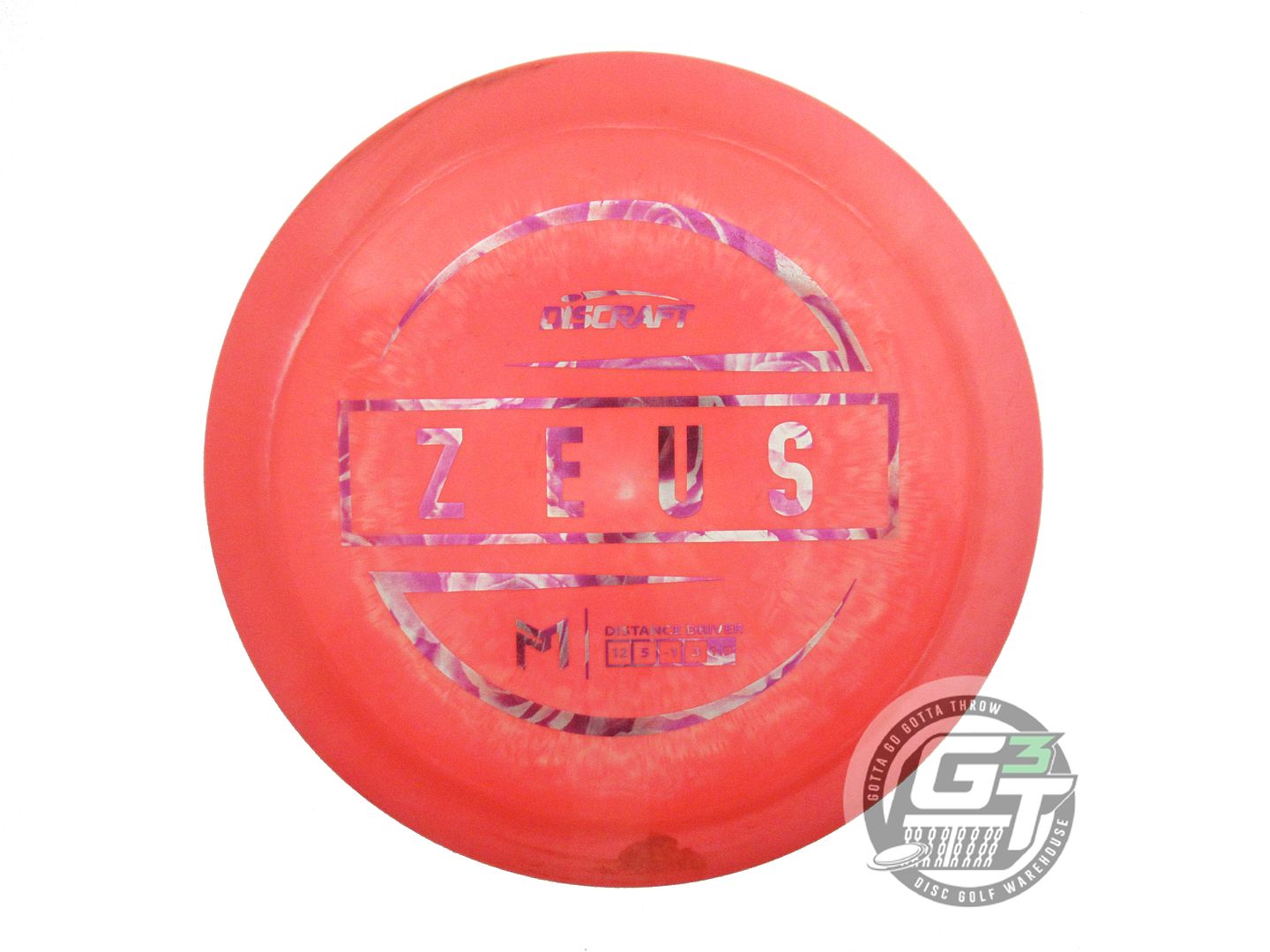 USED Discraft [McBETH] ESP Zeus 174g Red-Cream Purple Rose Foil Driver Golf Disc