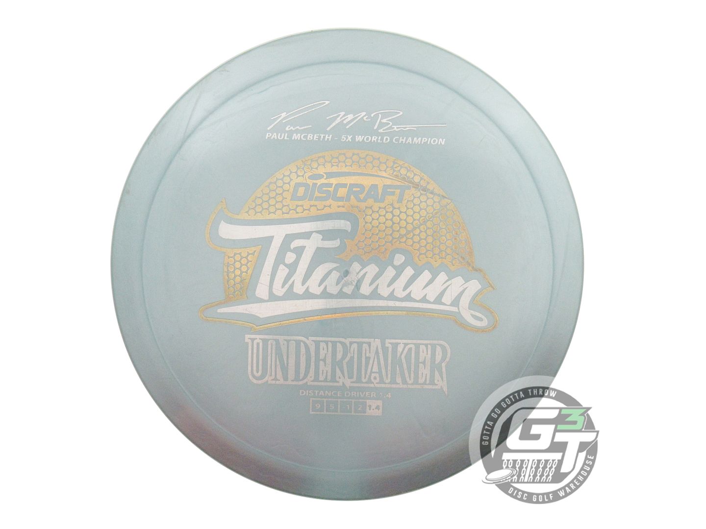 USED Discraft Titanium Undertaker 175g Aqua Gold Holo Foil Driver Golf Disc