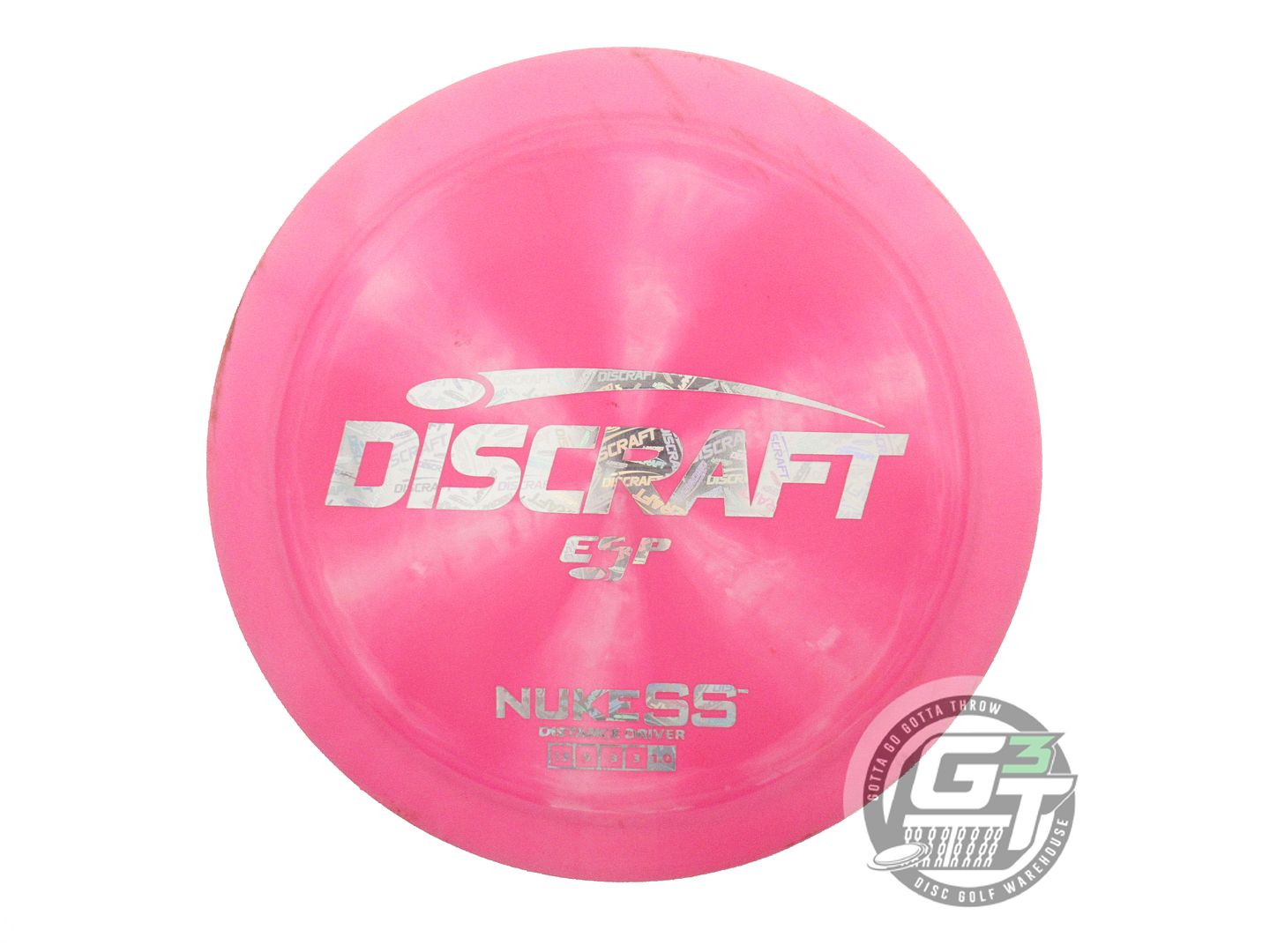 USED Discraft ESP Nuke SS 172g Pink Holo Logo Foil Distance Driver Golf Disc